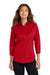 Port Authority L612 Womens Easy Care Wrinkle Resistant 3/4 Sleeve Button Down Shirt Red Model Front