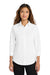 Port Authority L612 Womens Easy Care Wrinkle Resistant 3/4 Sleeve Button Down Shirt White Model Front