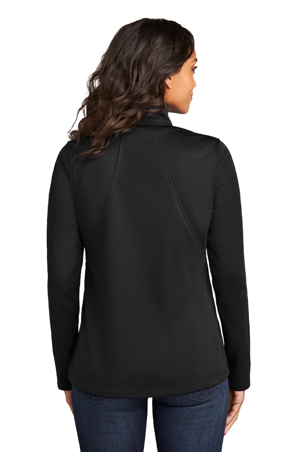 Port Authority L617 Womens Water Resistant Flexshell Full Zip Jacket Deep Black Model Back