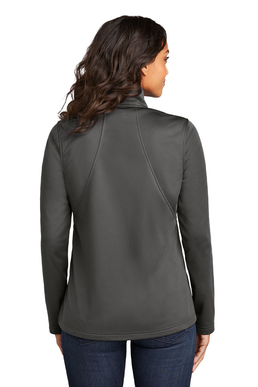 Port Authority L617 Womens Water Resistant Flexshell Full Zip Jacket Steel Grey Model Back