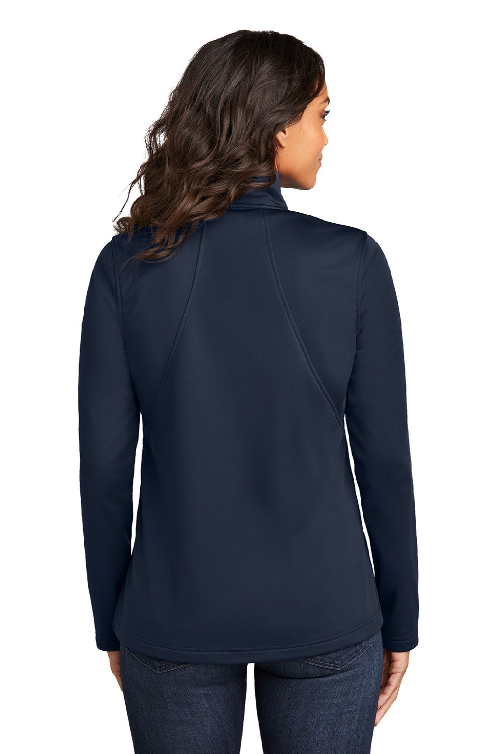 Port Authority L617 Womens Water Resistant Flexshell Full Zip Jacket True Navy Blue Model Back