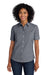 Port Authority L659 Womens SuperPro Oxford Wrinkle Resistant Short Sleeve Button Down Shirt w/ Pocket Black Model Front