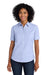 Port Authority L659 Womens SuperPro Oxford Wrinkle Resistant Short Sleeve Button Down Shirt w/ Pocket Oxford Blue Model Front