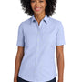 Port Authority Womens SuperPro Oxford Wrinkle Resistant Short Sleeve Button Down Shirt w/ Pocket - Oxford Blue
