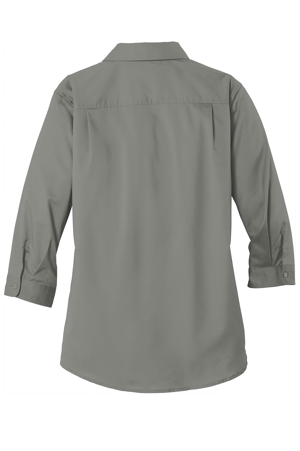 Port Authority L665 Womens SuperPro Wrinkle Resistant 3/4 Sleeve Button Down Shirt Monument Grey Flat Back