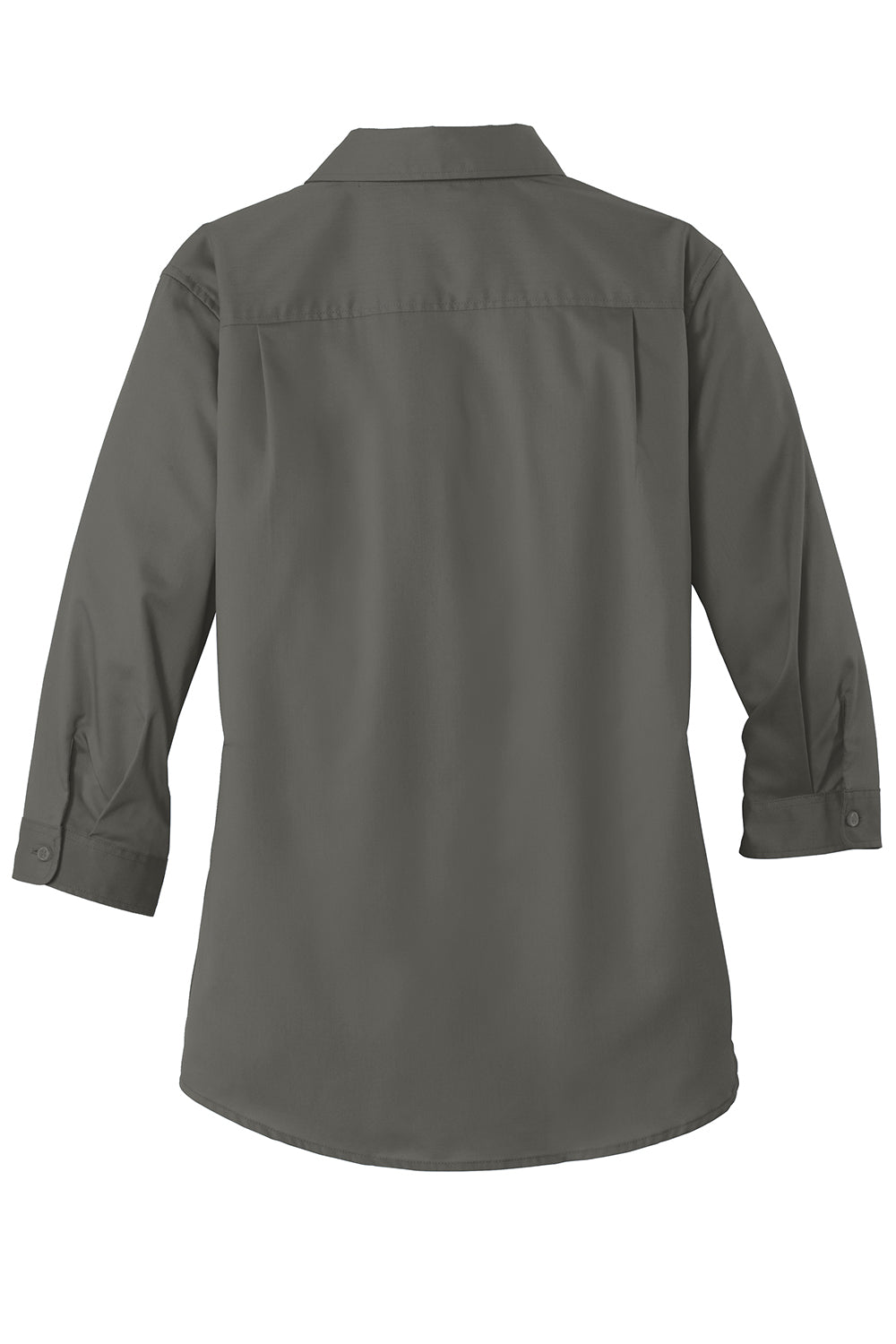 Port Authority L665 Womens SuperPro Wrinkle Resistant 3/4 Sleeve Button Down Shirt Sterling Grey Flat Back