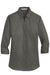 Port Authority L665 Womens SuperPro Wrinkle Resistant 3/4 Sleeve Button Down Shirt Sterling Grey Flat Front