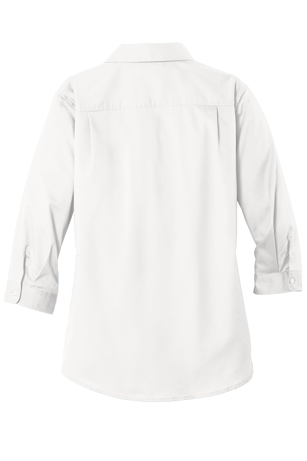 Port Authority L665 Womens SuperPro Wrinkle Resistant 3/4 Sleeve Button Down Shirt White Flat Back