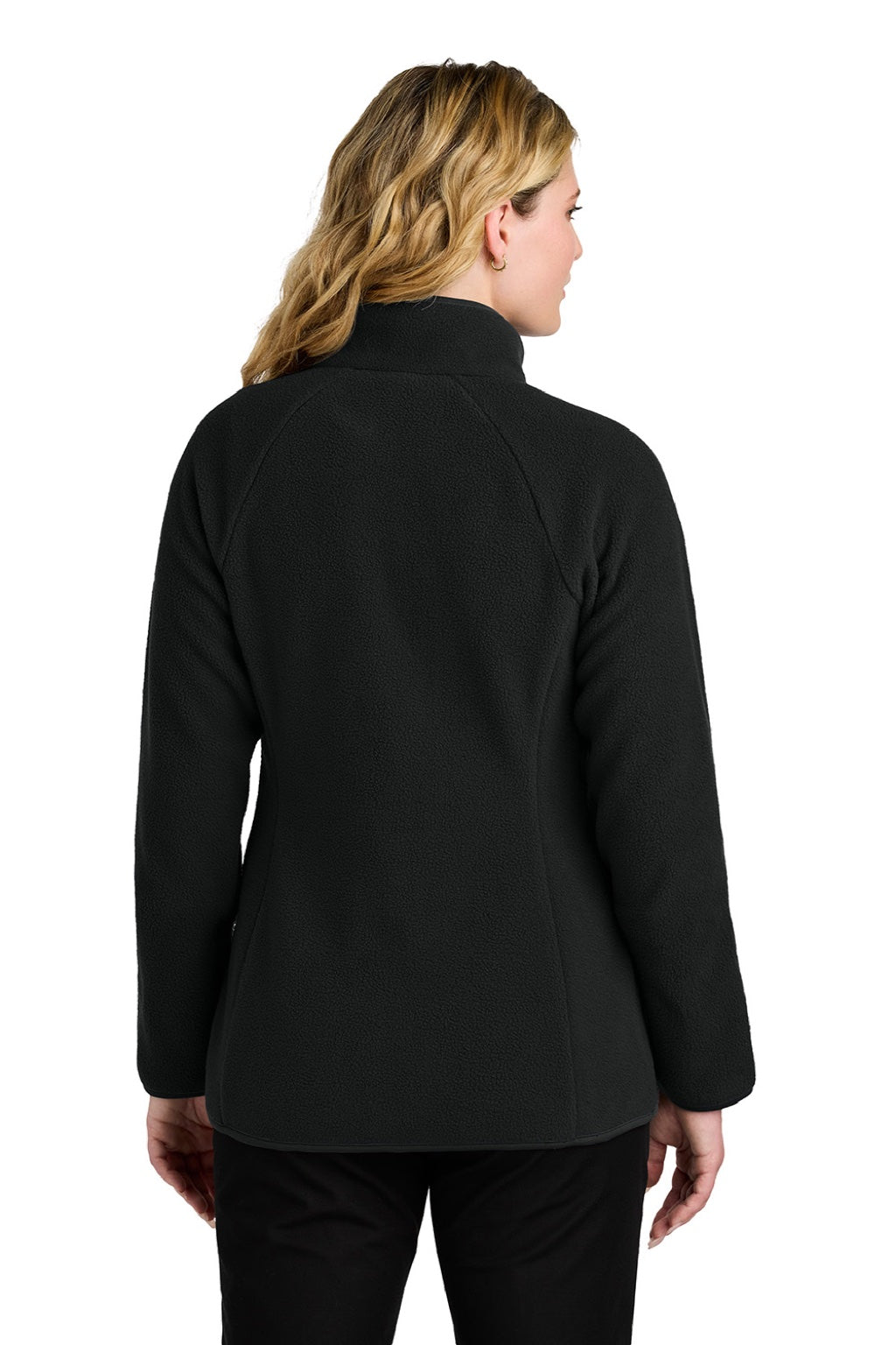 Port Authority L700 Womens C-FREE Raglan Pill Resistant Fleece Full Zip Jacket Deep Black Model Back