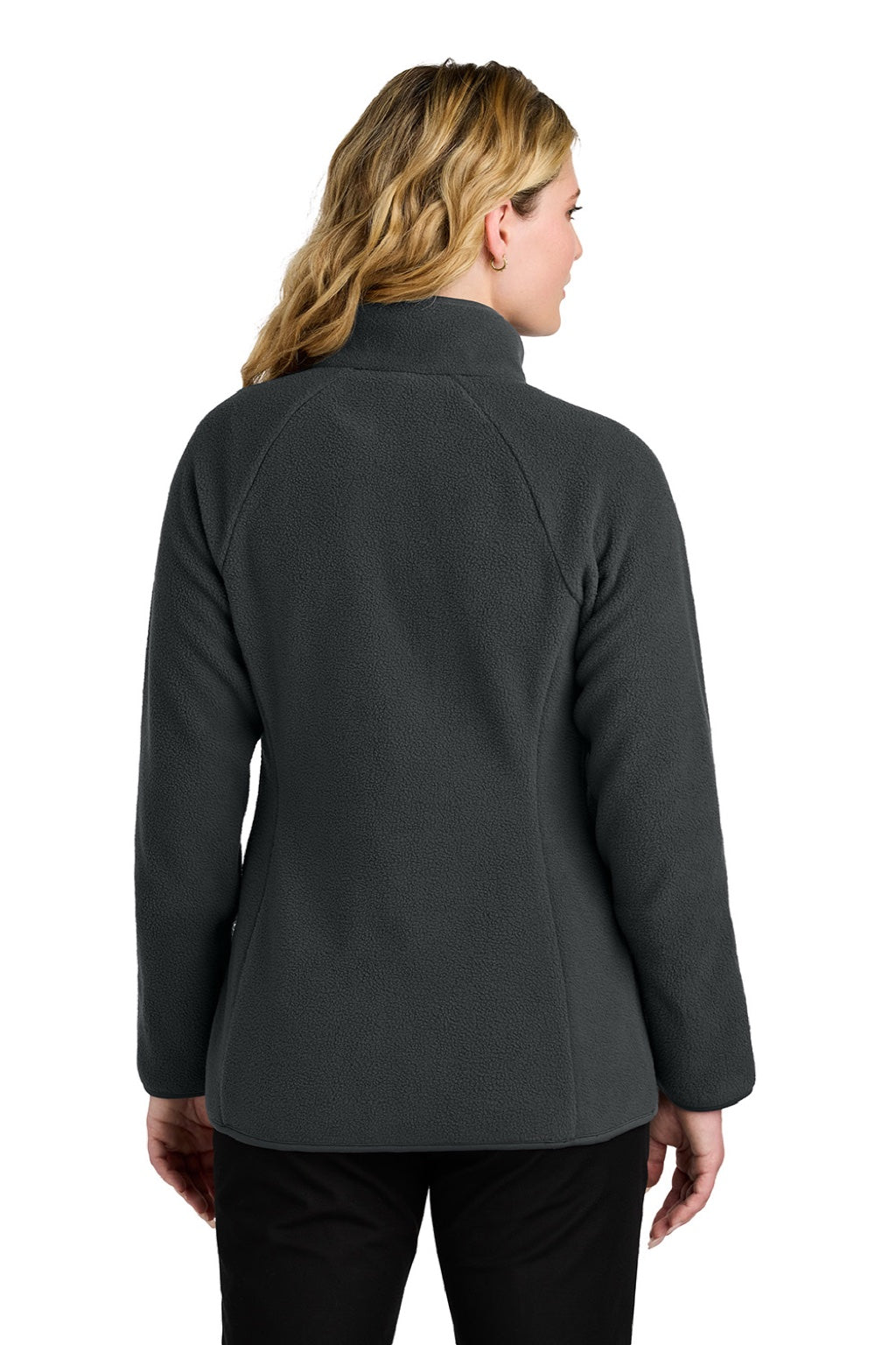 Port Authority L700 Womens C-FREE Raglan Pill Resistant Fleece Full Zip Jacket Steel Grey Model Back