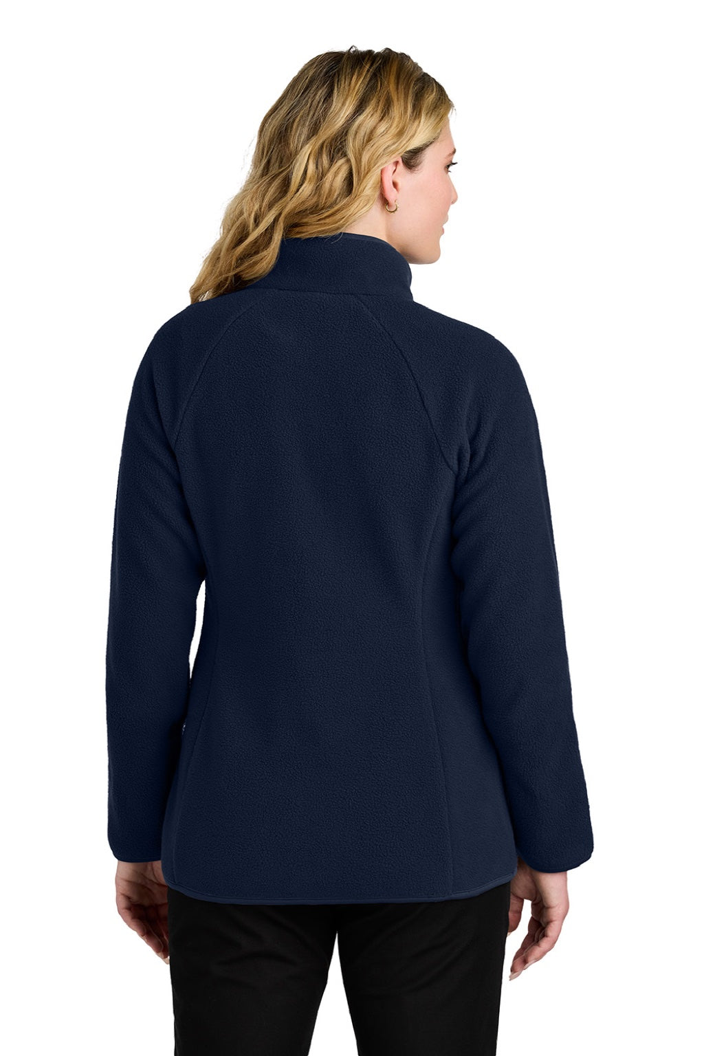 Port Authority L700 Womens C-FREE Raglan Pill Resistant Fleece Full Zip Jacket True Navy Blue Model Back
