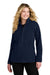Port Authority L700 Womens C-FREE Raglan Pill Resistant Fleece Full Zip Jacket True Navy Blue Model Front