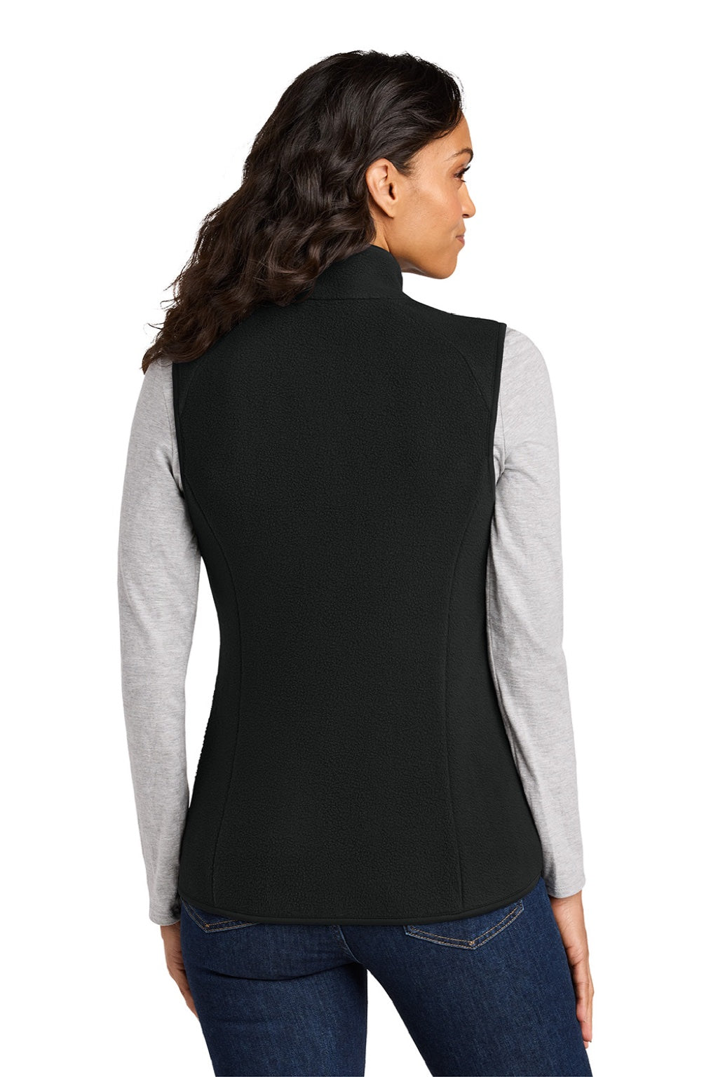 Port Authority L702 Womens C-FREE Fleece Full Zip Vest Deep Black Model Back