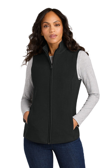 Port Authority L702 Womens C-FREE Fleece Full Zip Vest Deep Black Model Front