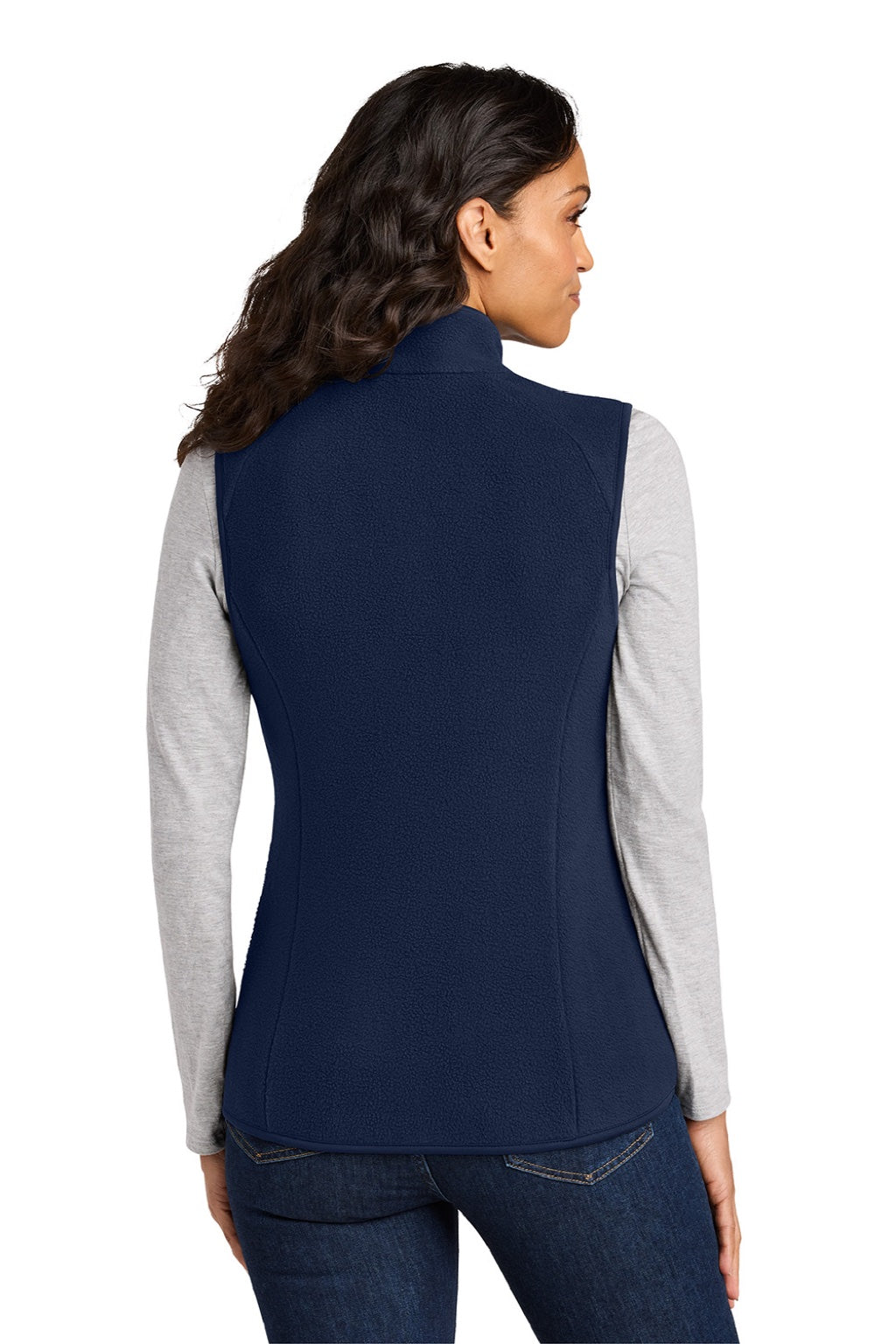 Port Authority L702 Womens C-FREE Fleece Full Zip Vest True Navy Blue Model Back