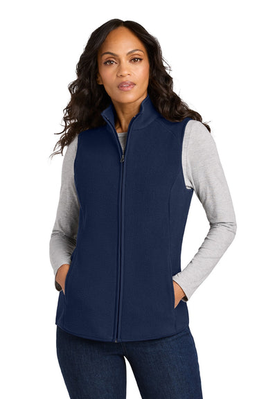 Port Authority L702 Womens C-FREE Fleece Full Zip Vest True Navy Blue Model Front