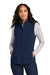 Port Authority L702 Womens C-FREE Fleece Full Zip Vest True Navy Blue Model Front