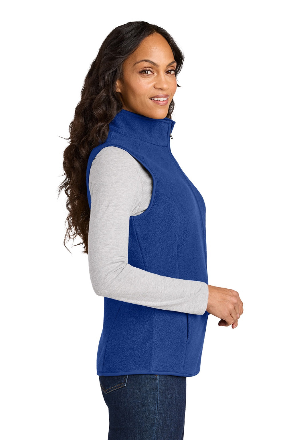 Port Authority L702 Womens C-FREE Fleece Full Zip Vest True Royal Blue Model Side