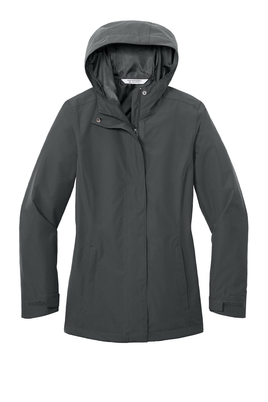 Port Authority L714 Womens C-FREE Water Resistant Full Zip Hooded Rain Jacket Steel Grey Flat Front