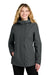 Port Authority L714 Womens C-FREE Water Resistant Full Zip Hooded Rain Jacket Steel Grey Model Front