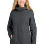 Port Authority Womens C-FREE Water Resistant Full Zip Hooded Rain Jacket - Steel Grey