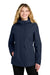 Port Authority L714 Womens C-FREE Water Resistant Full Zip Hooded Rain Jacket True Navy Blue Model Front