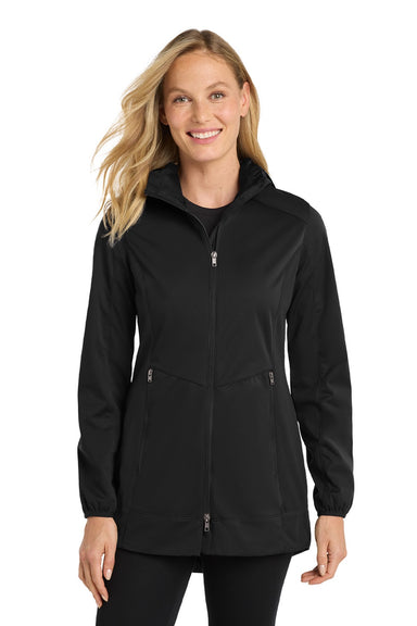 Port Authority L719 Womens Active Wind & Water Resistant Full Zip Hooded Jacket Deep Black Model Front