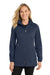 Port Authority L719 Womens Active Wind & Water Resistant Full Zip Hooded Jacket Dress Navy Blue Model Front
