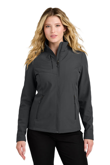Port Authority L720 Womens C-FREE Core Water Resistant Soft Shell Full Zip Jacket Steel Grey Model Front