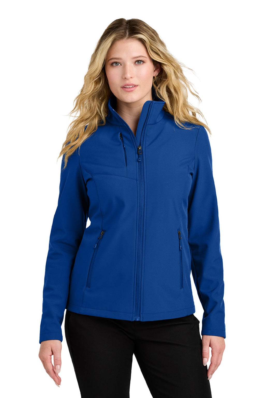Port Authority L720 Womens C-FREE Core Water Resistant Soft Shell Full Zip Jacket True Royal Blue Model Front