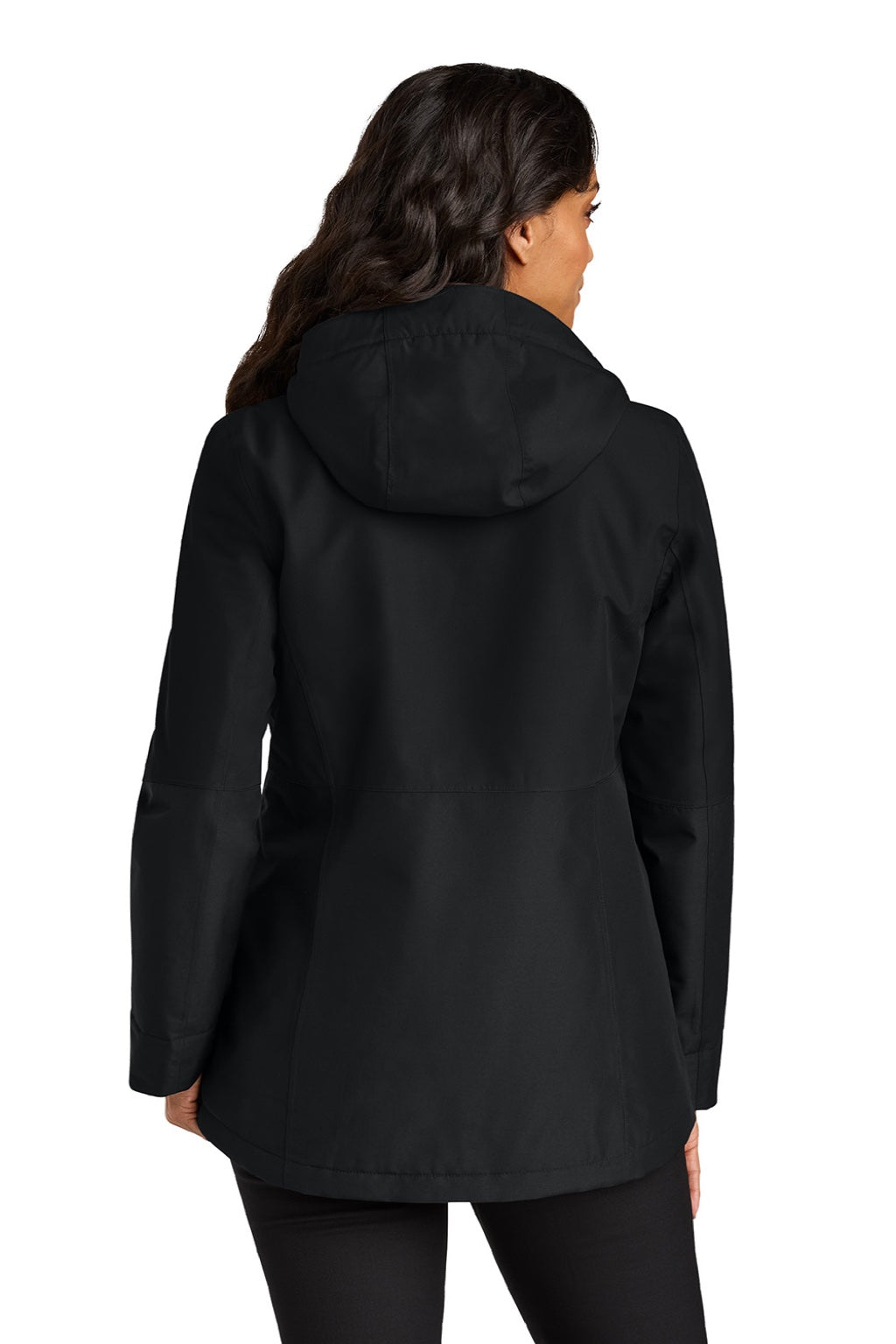 Port Authority L721 Womens Insulated Ripstop Full Zip Hooded Jacket Deep Black Model Back