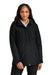 Port Authority L721 Womens Insulated Ripstop Full Zip Hooded Jacket Deep Black Model Front