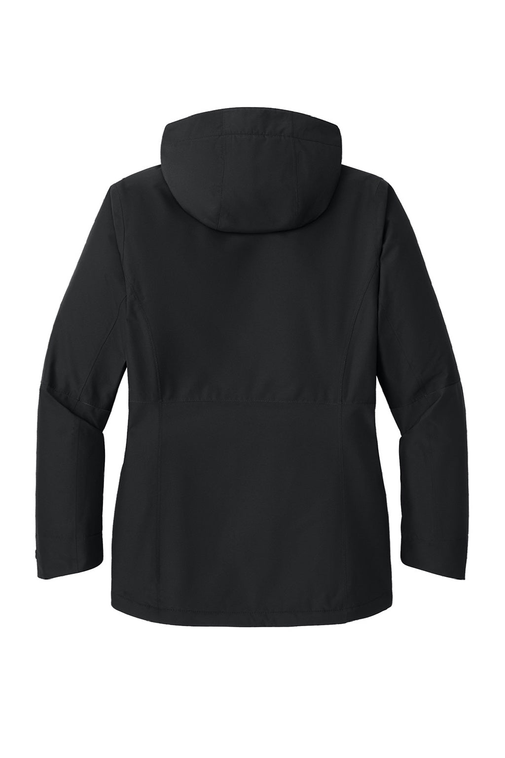 Port Authority L721 Womens Insulated Ripstop Full Zip Hooded Jacket Deep Black Flat Back