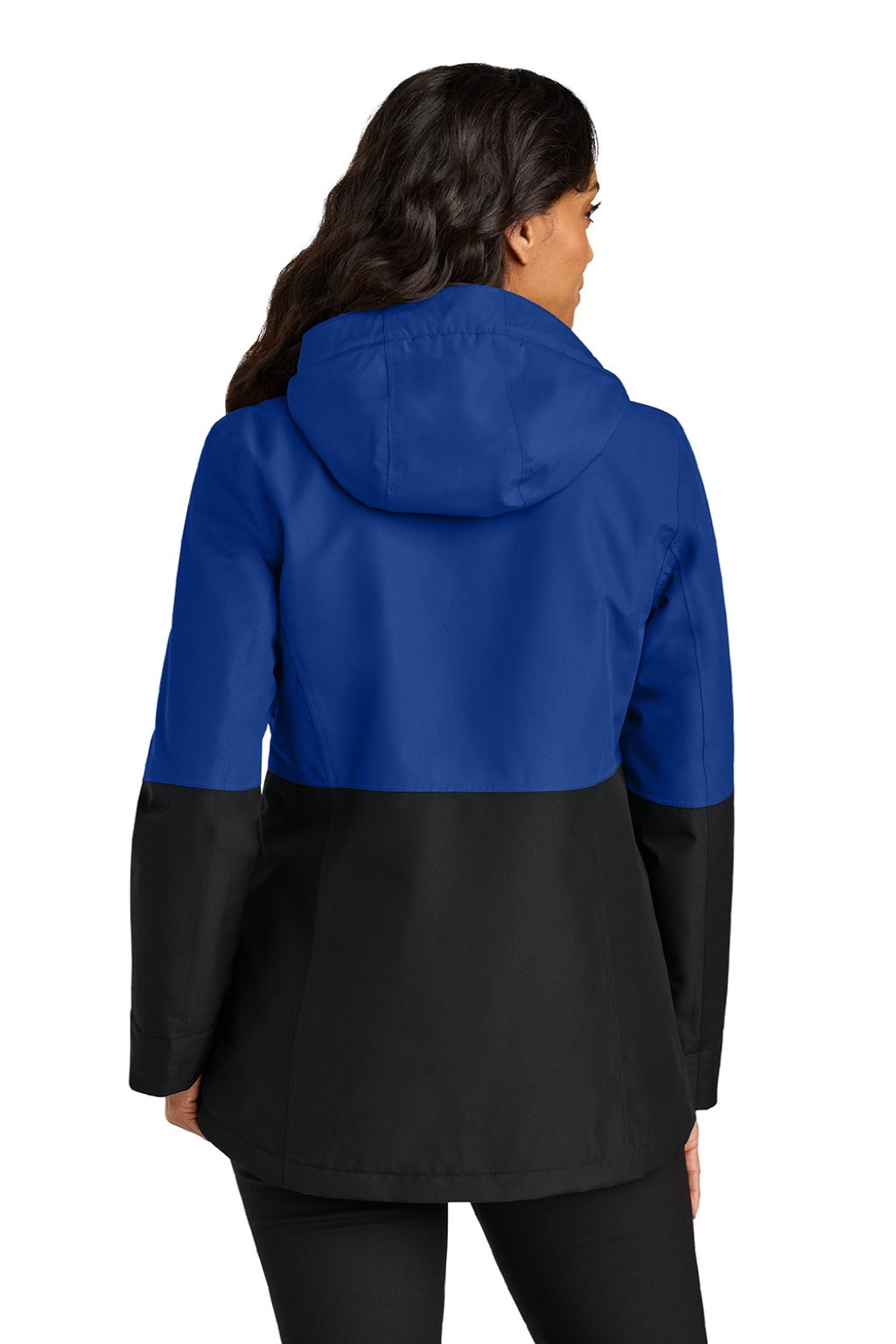 Port Authority L721 Womens Insulated Ripstop Full Zip Hooded Jacket True Royal Blue/Deep Black Model Back