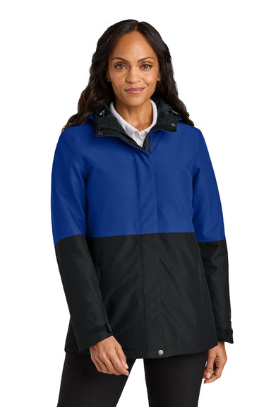 Port Authority L721 Womens Insulated Ripstop Full Zip Hooded Jacket True Royal Blue/Deep Black Model Front