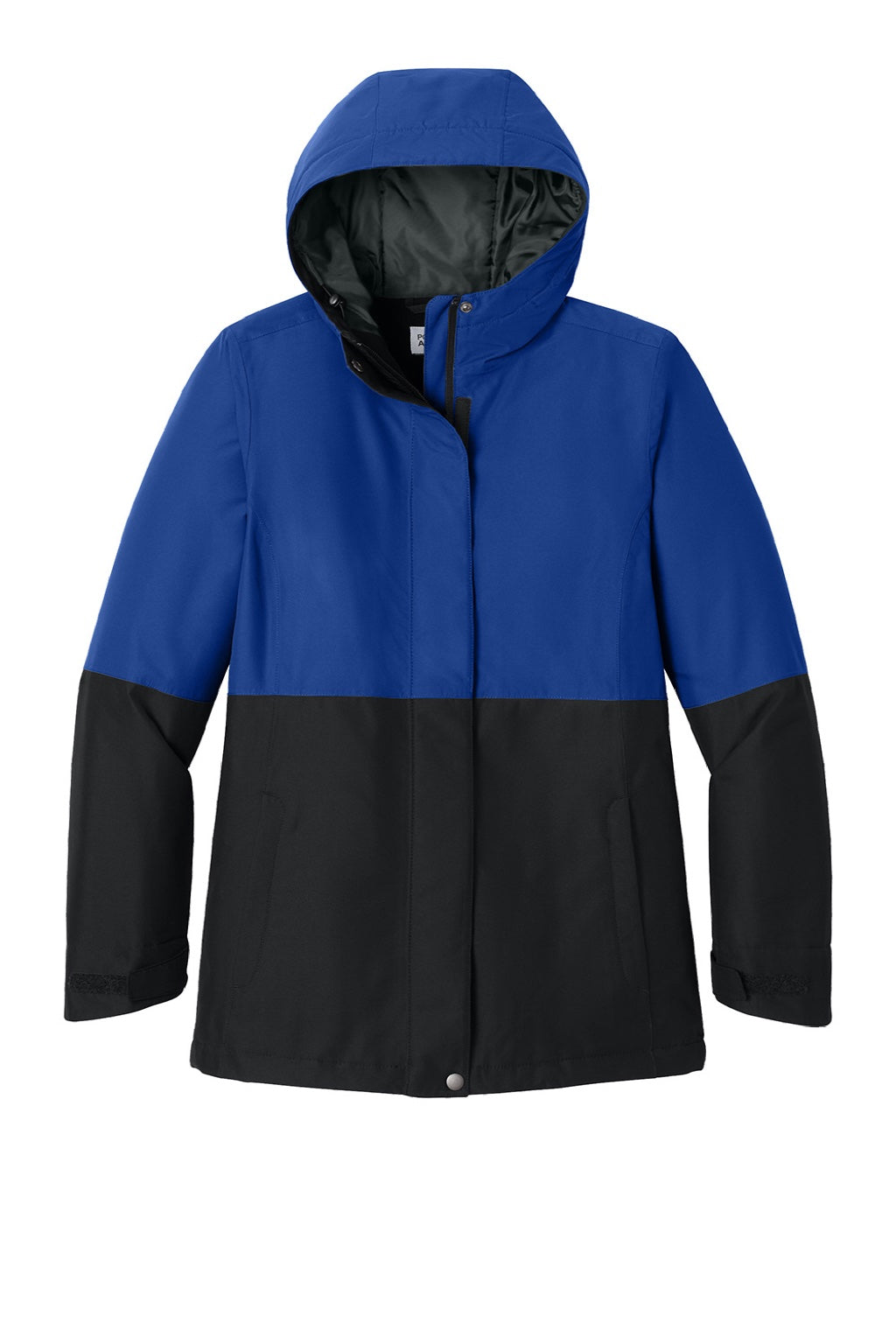 Port Authority L721 Womens Insulated Ripstop Full Zip Hooded Jacket True Royal Blue/Deep Black Flat Front