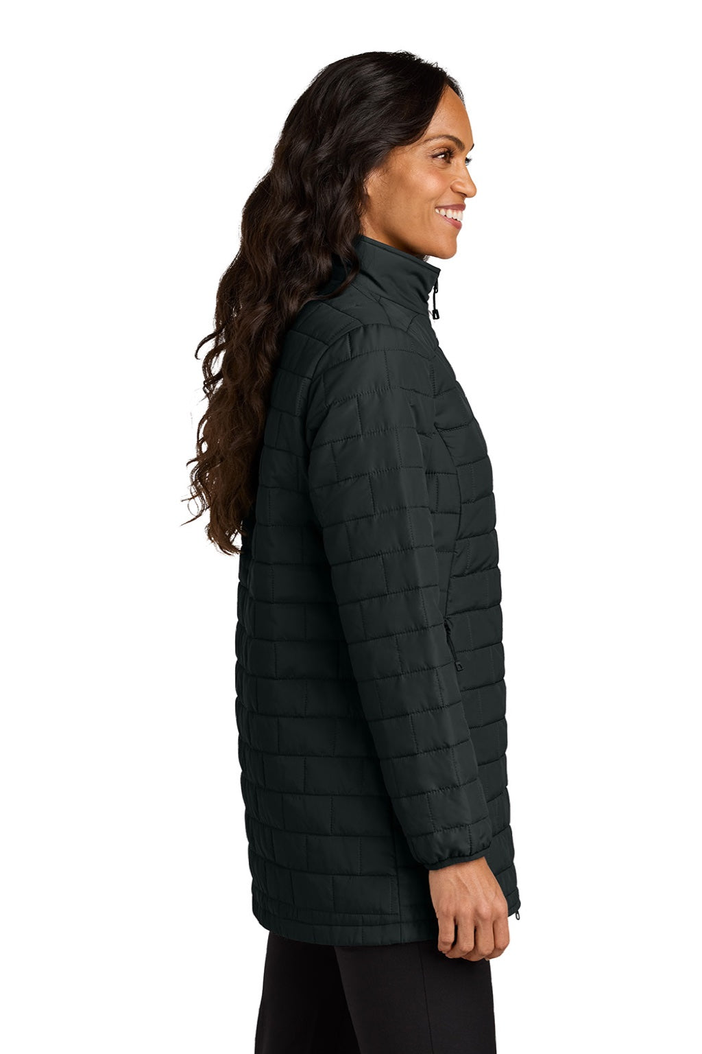 Port Authority L854 Womens C-FREE Brick Full Zip Jacket Deep Black Model Side