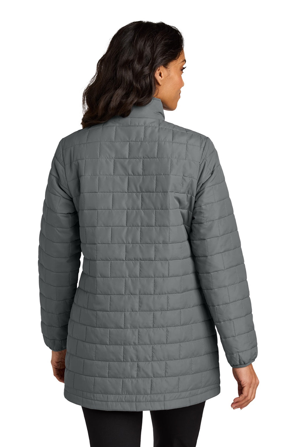 Port Authority L854 Womens C-FREE Brick Full Zip Jacket Smoke Grey Model Back