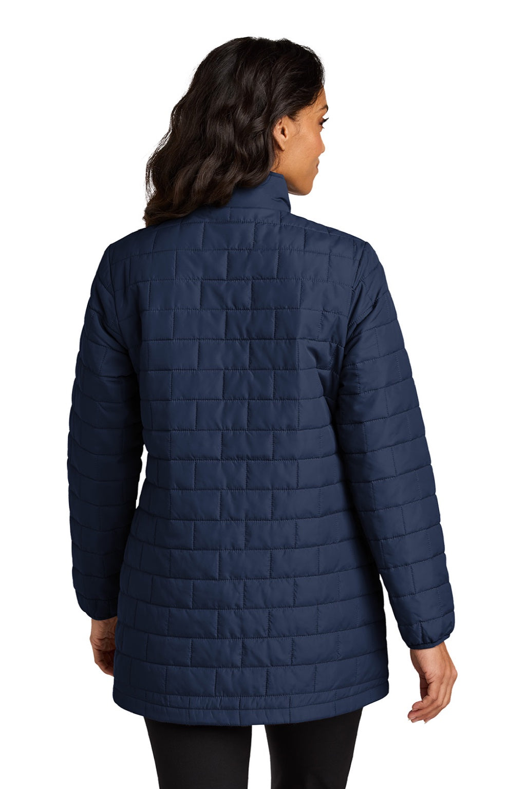 Port Authority L854 Womens C-FREE Brick Full Zip Jacket True Navy Blue Model Back