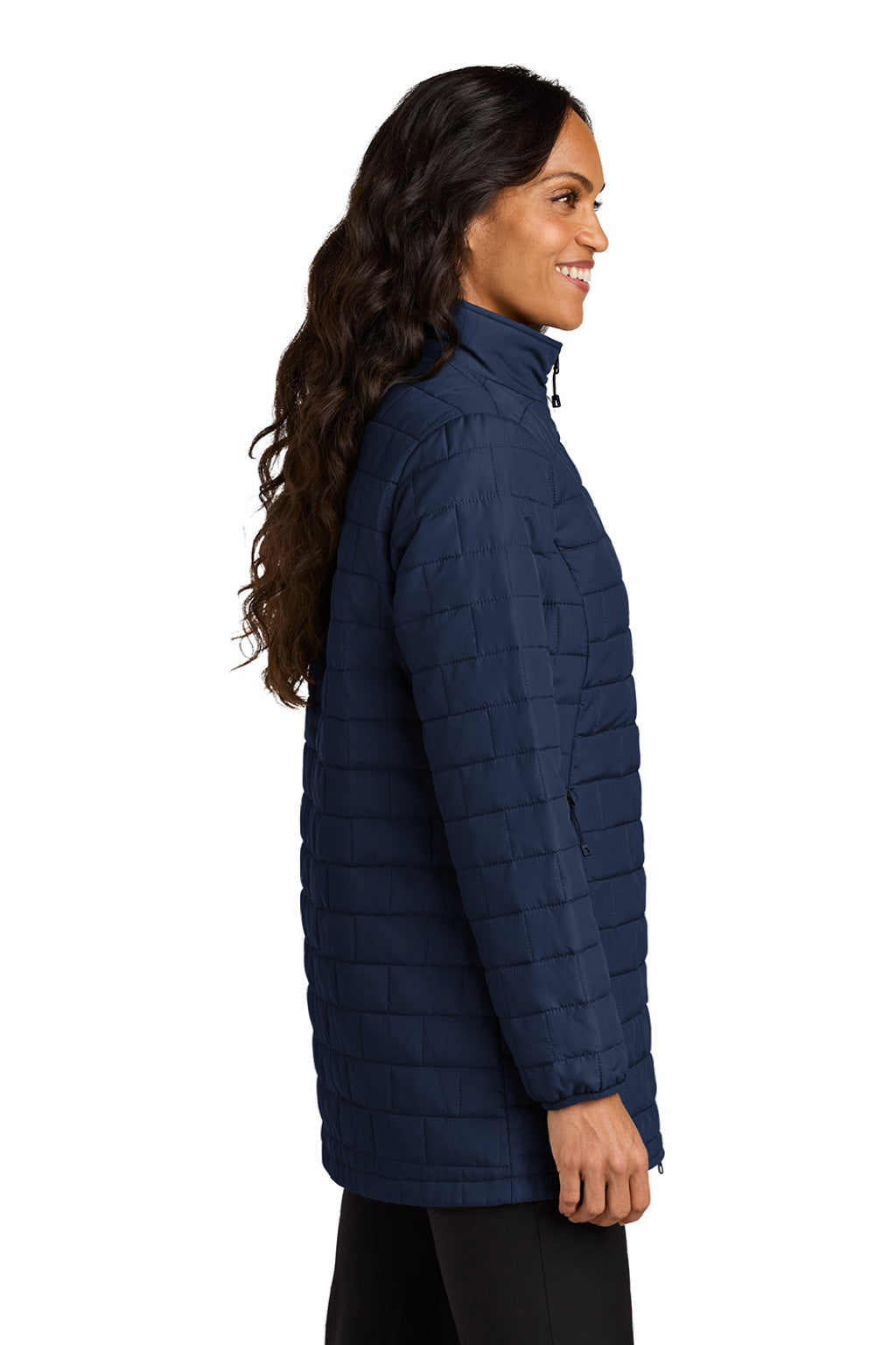 Port Authority L854 Womens C-FREE Brick Full Zip Jacket True Navy Blue Model Side
