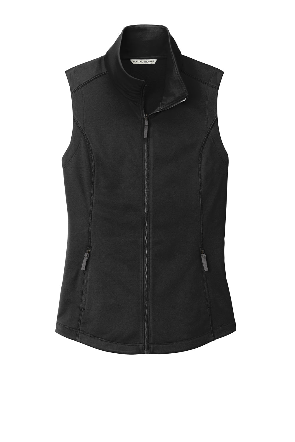 Port Authority L906 Womens Collective Smooth Fleece Full Zip Vest Deep Black Flat Front