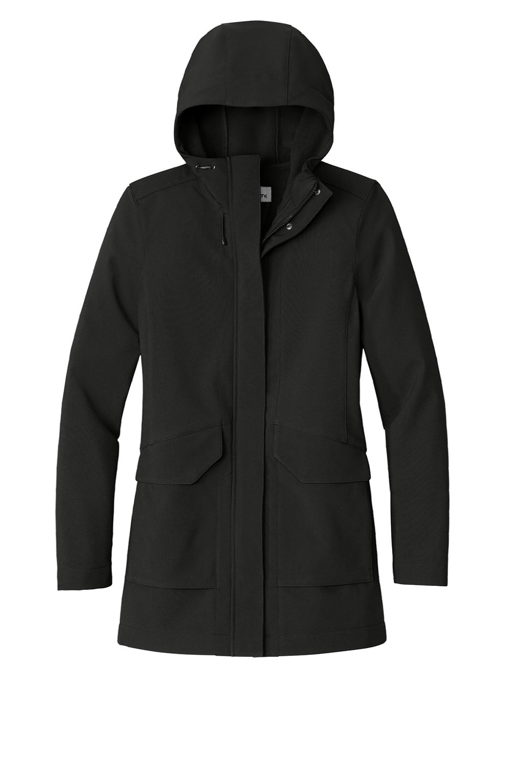 Port Authority L919 Womens Collective Outer Water Resistant Soft Shell Full Zip Hooded Parka Deep Black Flat Front