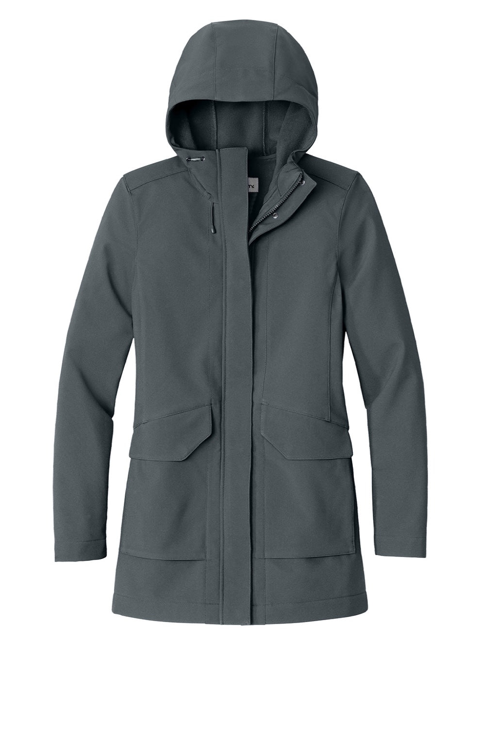 Port Authority L919 Womens Collective Outer Water Resistant Soft Shell Full Zip Hooded Parka Graphite Grey Flat Front