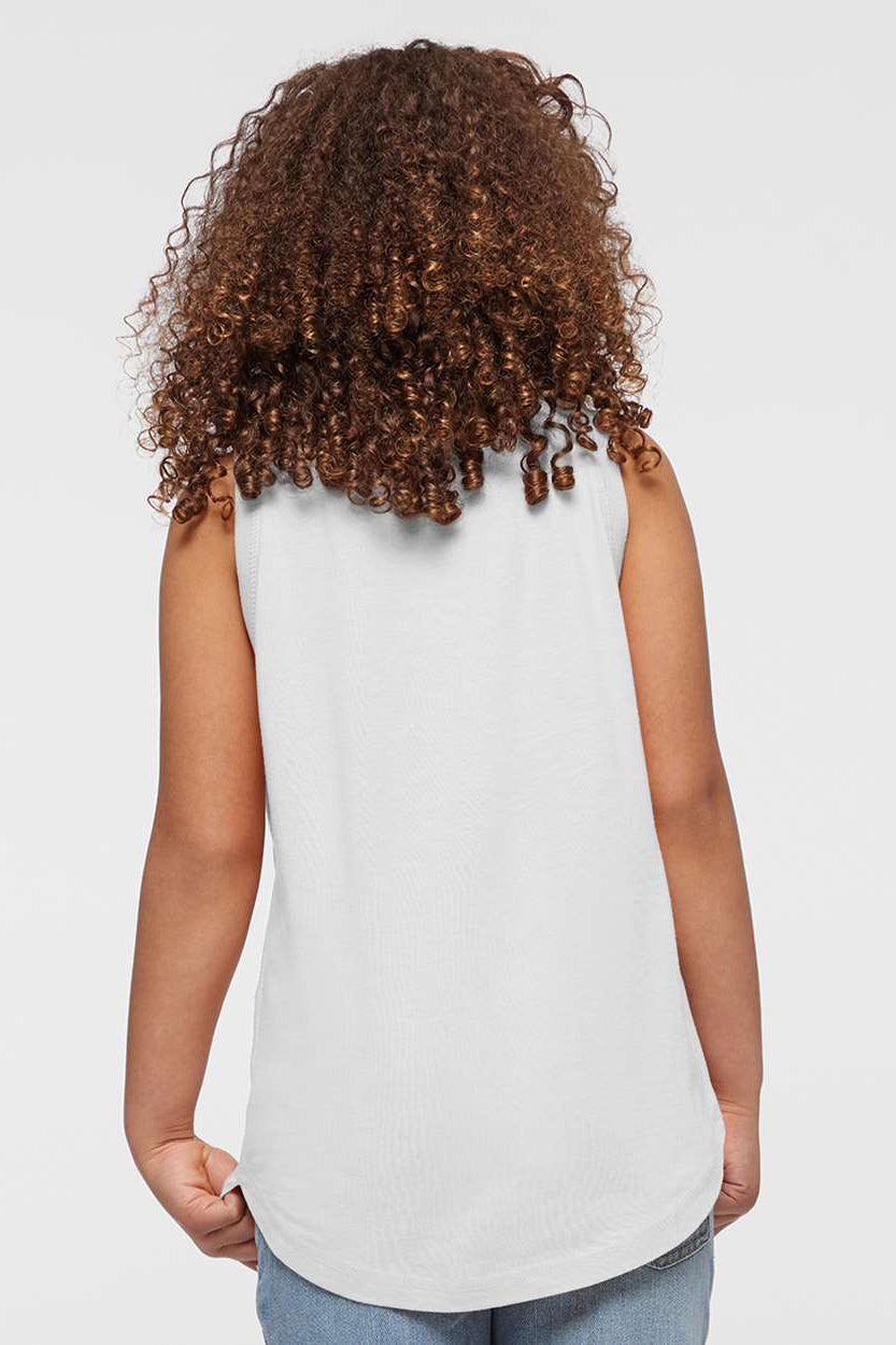 LAT 2692 Youth Girls Relaxed Fine Jersey Tank Top White Model Back