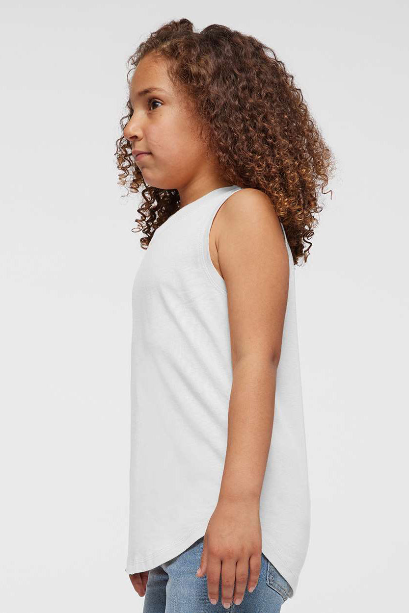 LAT 2692 Youth Girls Relaxed Fine Jersey Tank Top White Model Side