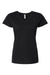 LAT 3507 Womens Fine Jersey Short Sleeve V-Neck T-Shirt Black Flat Front