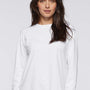 LAT Womens Fine Jersey Long Sleeve Crewneck T-Shirt - White