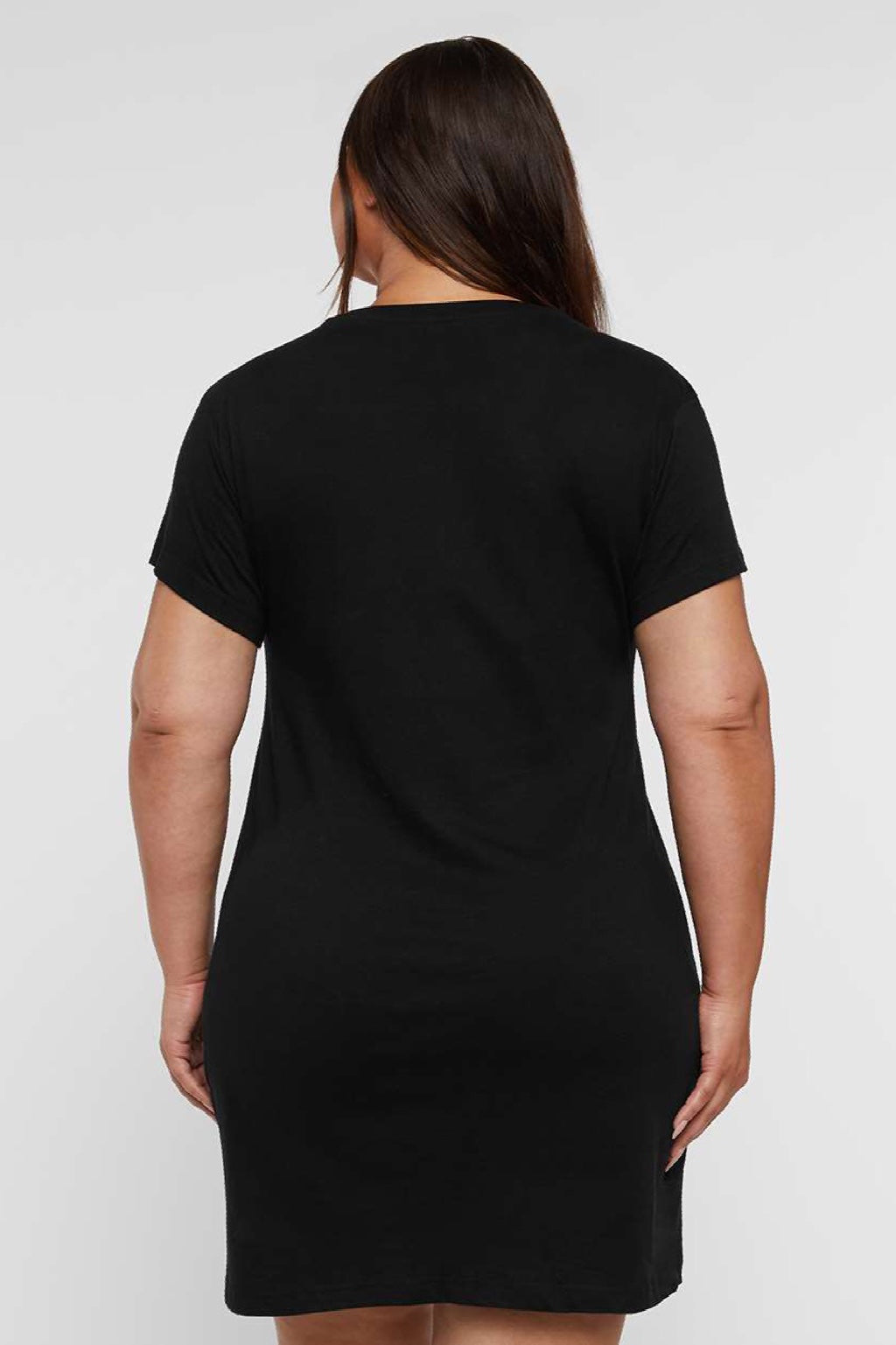 LAT 3522 Womens Short Sleeve T-Shirt Dress Black Model Back