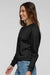 LAT 3528 Womens Relaxed Boxy Fleece Crewneck Sweatshirt Black Model Side