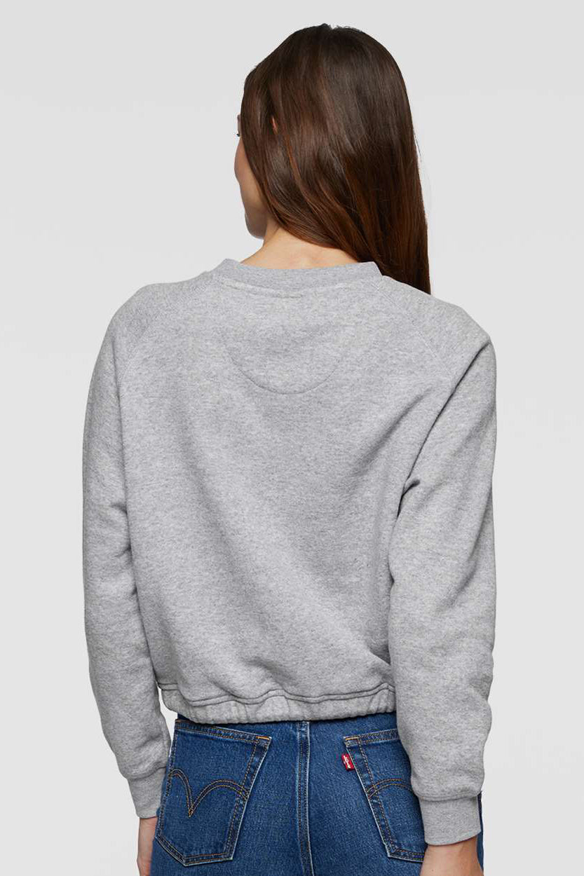LAT 3528 Womens Relaxed Boxy Fleece Crewneck Sweatshirt Heather Grey Model Back